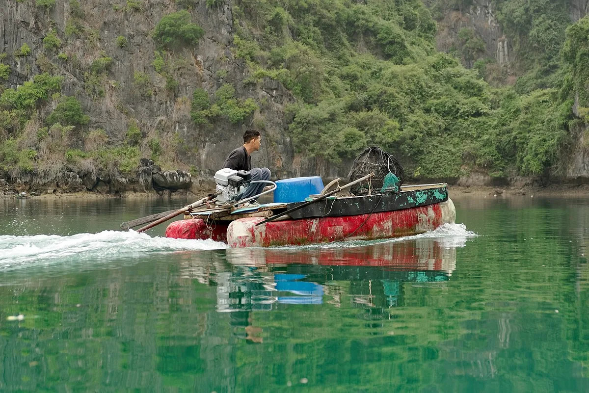 Fisherman boat near Cat Ba Island, Vietnam, 20240131 1434, contextual view for travelers planning a trip in Vietnam