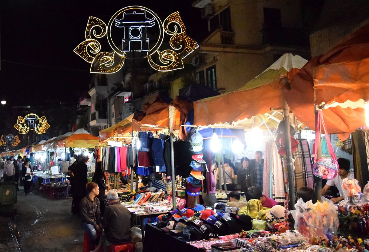 Weekend Night Market and Hoan Kiem Walking Streets in Hanoi during independent travel in Vietnam